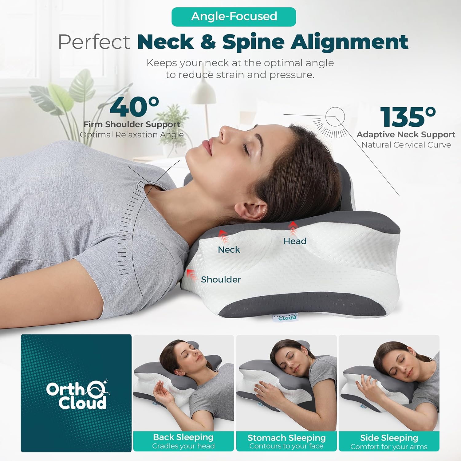 Orthopedic Memory Foam Pillow for Neck Support & Better Sleep